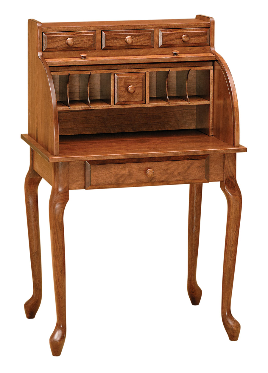Queen Anne Secretary Roll Top In Office Amish Furniture