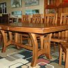 Grand Island Trestle Table on the showroom floor - shown with the Raleigh Chair