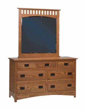 Schwartz Mission Dresser with Mirror - Amish Built - Solid Wood
