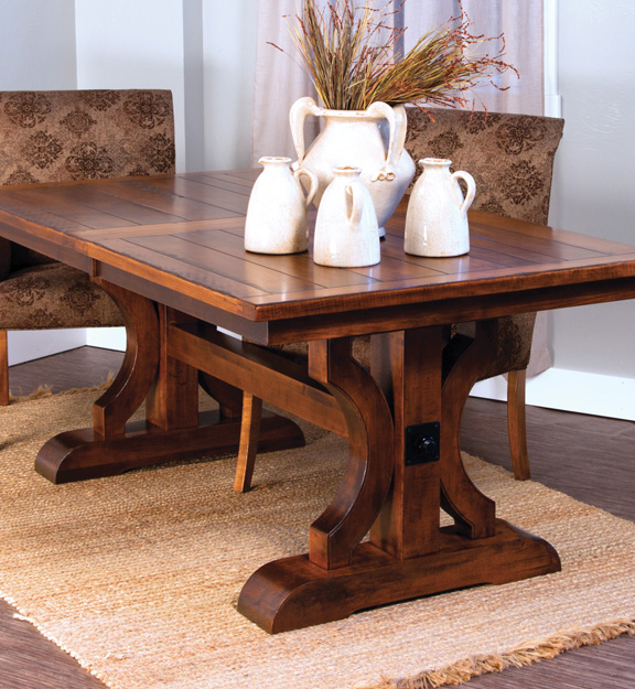 Plank Top And Breadboard Tables Archives Custom Amish Barstow Trestle Table