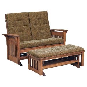 Bow Arm Slat Loveseat Glider