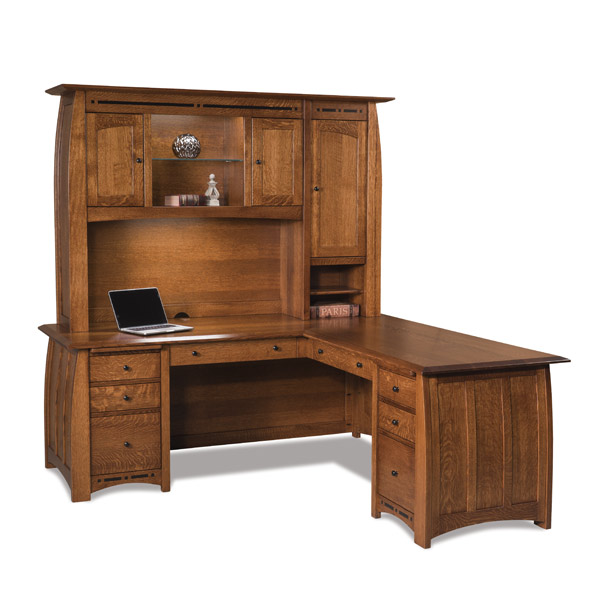 Amish Large Mission Computer Desk with Hutch Top