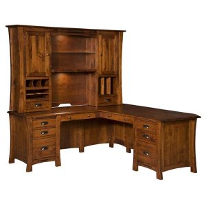 Arts & Crafts L Desk with Hutch Top