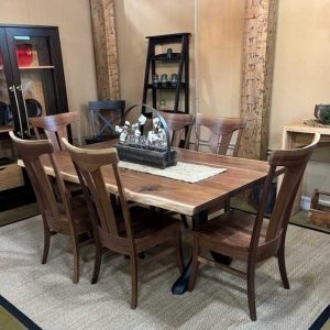 IN-STOCK - Live Edge Trestle Table & 6 Tifton Side Chairs