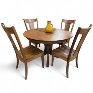 IN-STOCK - Bersina Pedestal Table & 4 Parkland Side Chairs