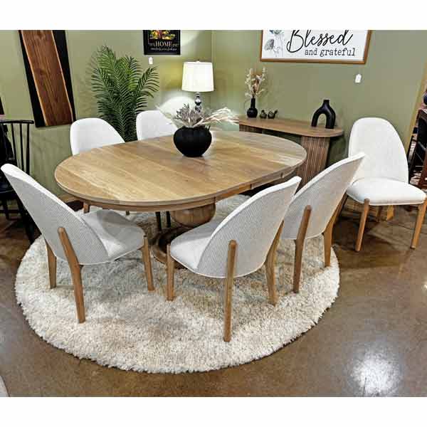 IN-STOCK - Burrick Pedestal Table & 6 Burrick Side Chairs